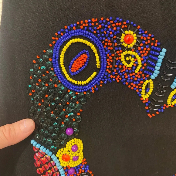Desigual Beaded Heart Asymmetrical Tee Size Small EUC - Picture 3 of 5